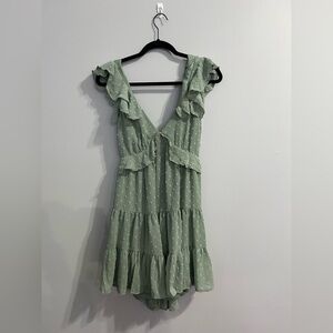 Elegant Green Ruffle Dress